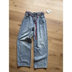 KBB by Kahlana Women's Barrel Leg 'The Paper Bag Jean' Pants Stretch Size 10